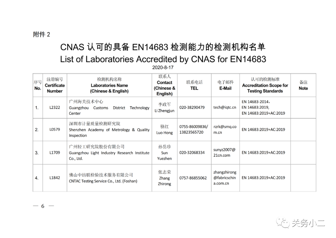 國(guó)內(nèi)具備歐盟CE認(rèn)證機(jī)構(gòu)名單及EN149/14683檢測(cè)機(jī)構(gòu)名單